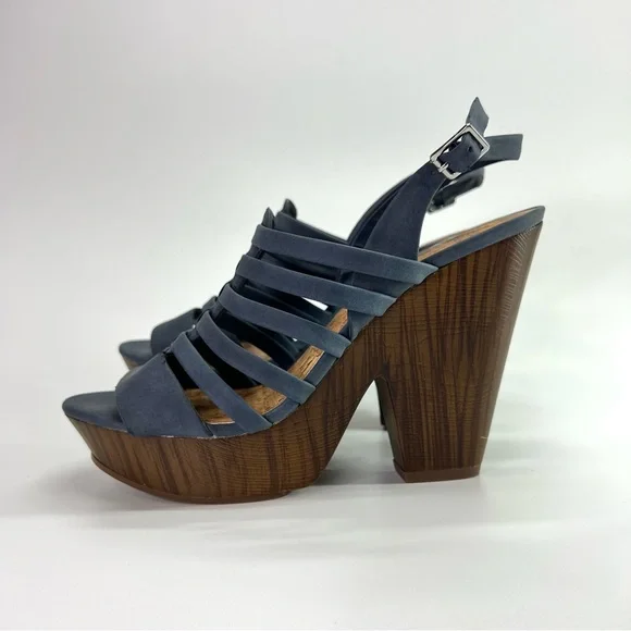 G by Guess Seany Platform Strappy Sandals Washed Denim 10 - Picture 2 of 16